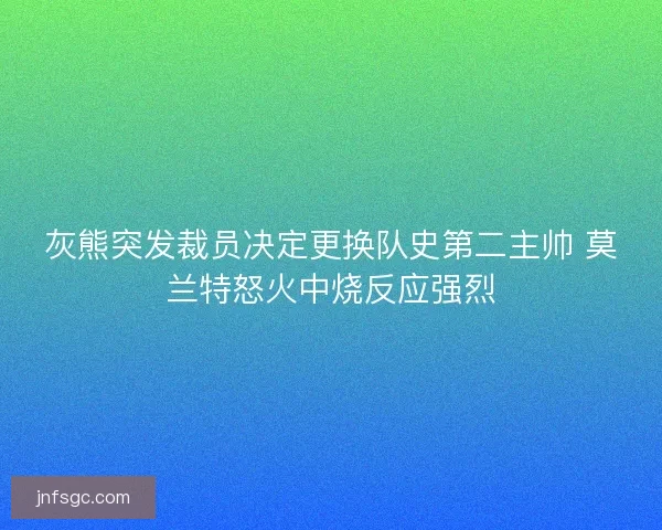 灰熊突发裁员决定更换队史第二主帅 莫兰特怒火中烧反应强烈